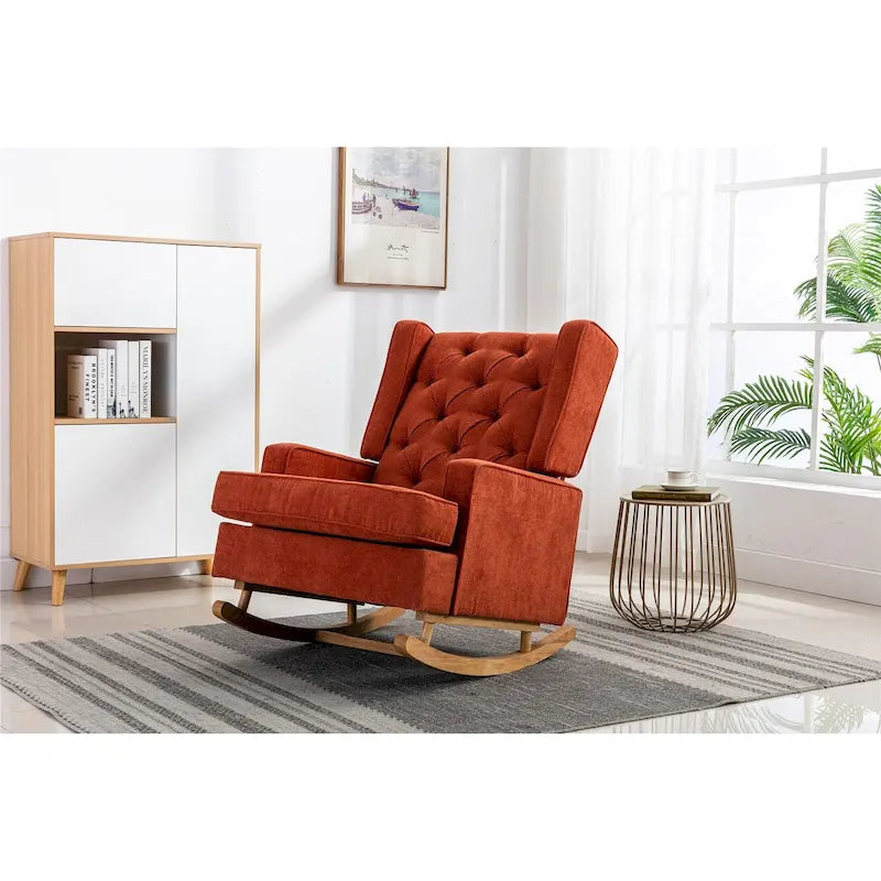 Fauteuil à bascule capitonné moderne de 33,8 pouces