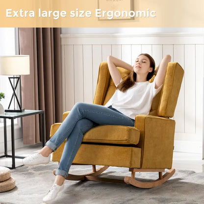 Fauteuil à bascule capitonné moderne de 33,8 pouces