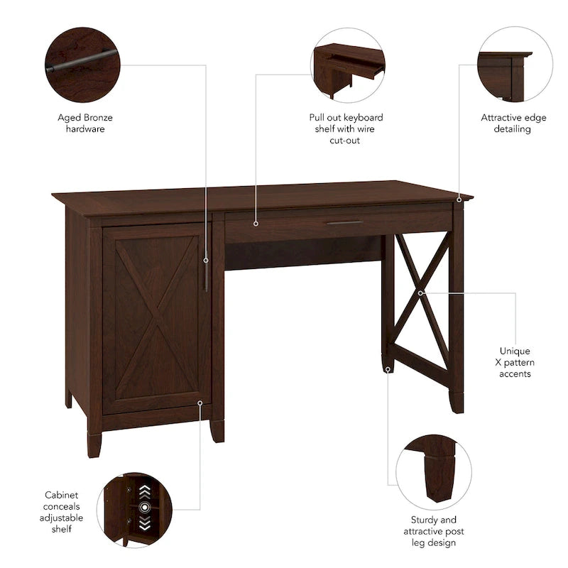 Bureau d'ordinateur Key West 54W avec rangement, par Bush Furniture