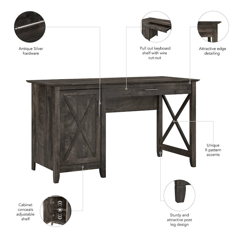 Bureau d'ordinateur Key West 54W avec rangement, par Bush Furniture