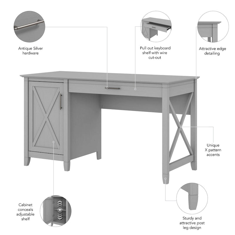 Bureau d'ordinateur Key West 54W avec rangement, par Bush Furniture