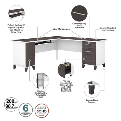 Bureau d'angle Somerset 72W avec rangement, par Bush Furniture