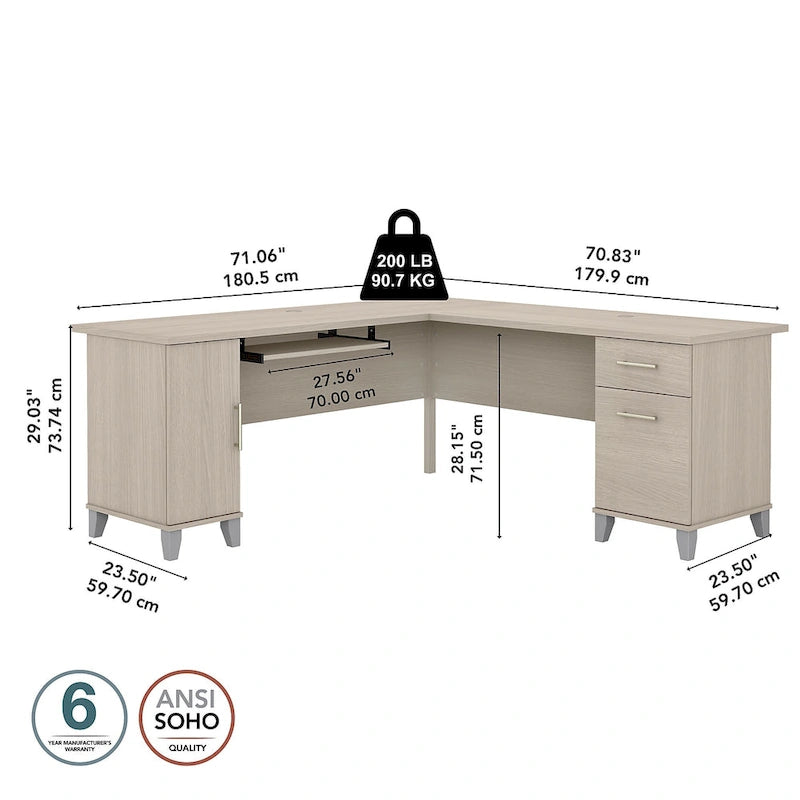 Bureau d'angle Somerset 72W avec rangement, par Bush Furniture