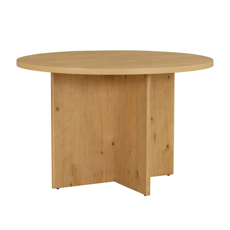 Ensemble de salle à manger ronde moderne 5 pièces Sakin avec pied central et chaises rembourrées par GDFStudio