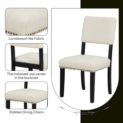 Ensemble de salle à manger ronde moderne 5 pièces Sakin avec pied central et chaises rembourrées par GDFStudio