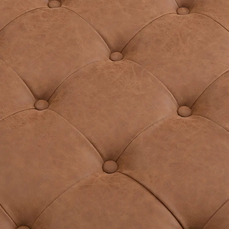 Christopher Knight Home - Pouf cocktail capitonné 34 pouces, table basse carrée en cuir avec structure en bois d'hévéa