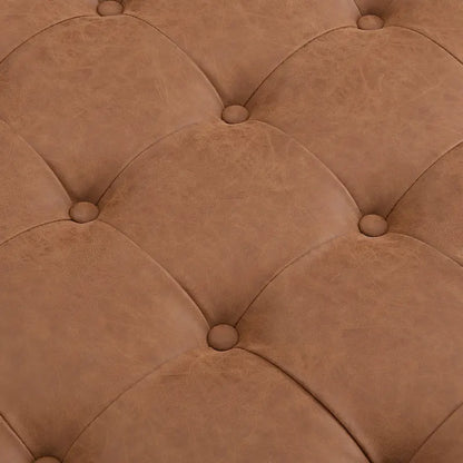 Christopher Knight Home - Pouf cocktail capitonné 34 pouces, table basse carrée en cuir avec structure en bois d'hévéa