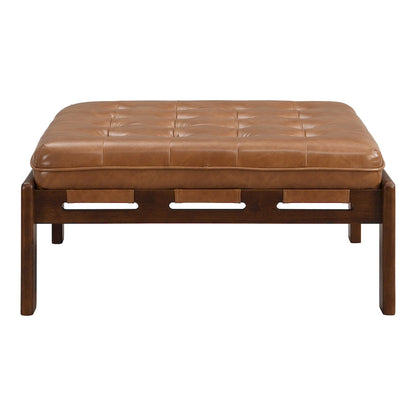 Christopher Knight Home - Pouf cocktail capitonné 34 pouces, table basse carrée en cuir avec structure en bois d'hévéa
