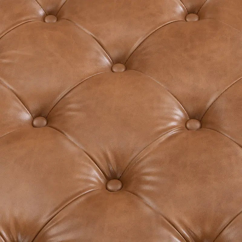 Christopher Knight Home - Pouf cocktail capitonné 34 pouces, table basse carrée en cuir avec structure en bois d'hévéa