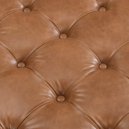 Christopher Knight Home - Pouf cocktail capitonné 34 pouces, table basse carrée en cuir avec structure en bois d'hévéa