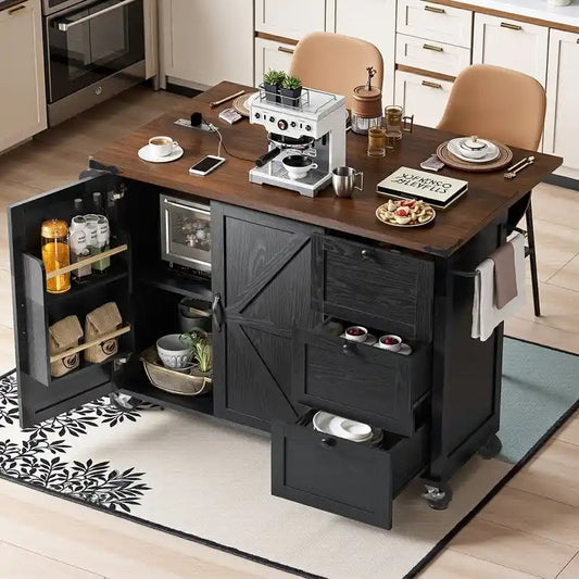 Mairi 54.5 Farmhouse Kitchen Island with Power Outlet