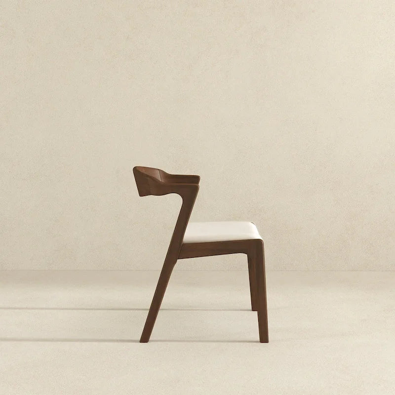 Chaise de salle à manger en bois massif couleur crème (lot de 2)