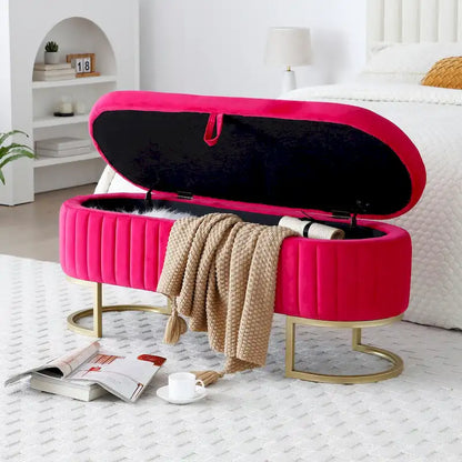 Banc de rangement pour chambre à coucher, rose rouge