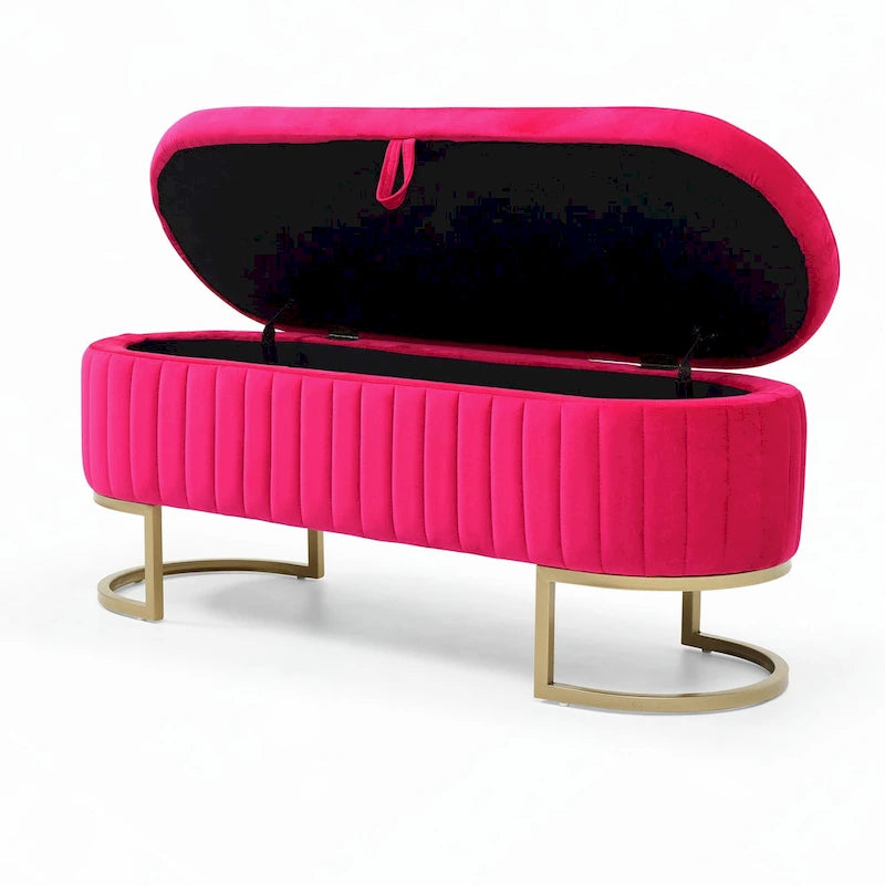 Banc de rangement pour chambre à coucher, rose rouge