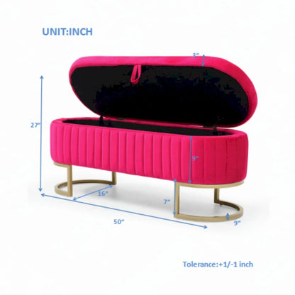 Banc de rangement pour chambre à coucher, rose rouge