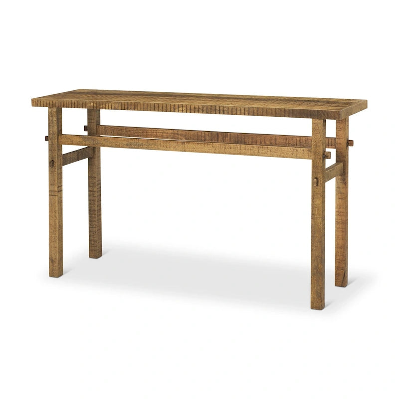 Table console HomeRoots 54 en bois massif brun vieilli - 54 po x 30 po x 16 po