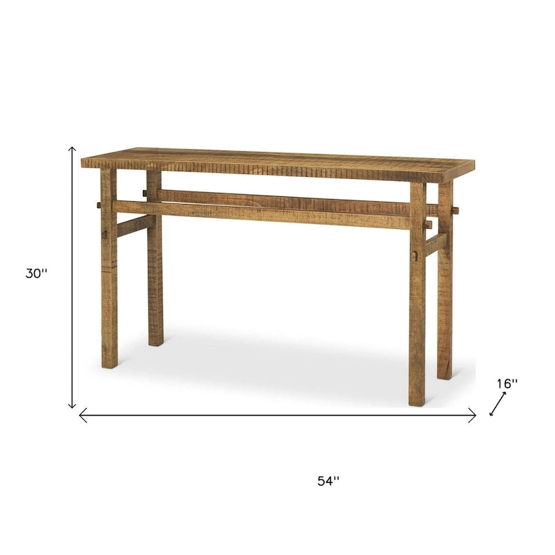 Table console HomeRoots 54 en bois massif brun vieilli - 54 po x 30 po x 16 po
