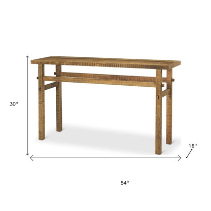 Table console HomeRoots 54 en bois massif brun vieilli - 54 po x 30 po x 16 po