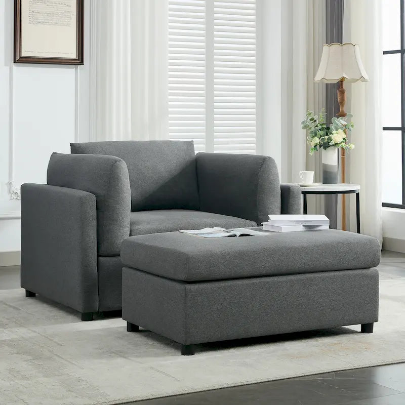 Fauteuil surdimensionné Roomfitters 50 avec repose-pieds, fauteuil d'appoint moderne, soutien lombaire, canapé de lecture pour chambre à coucher