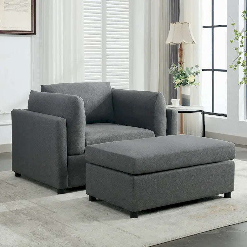 Fauteuil surdimensionné Roomfitters 50 avec repose-pieds, fauteuil d'appoint moderne, soutien lombaire, canapé de lecture pour chambre à coucher