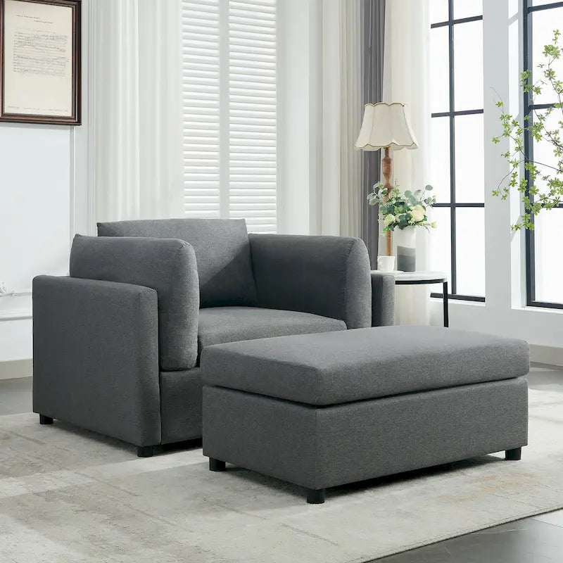Fauteuil surdimensionné Roomfitters 50 avec repose-pieds, fauteuil d'appoint moderne, soutien lombaire, canapé de lecture pour chambre à coucher