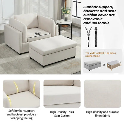 Fauteuil surdimensionné Roomfitters 50 avec repose-pieds, fauteuil d'appoint moderne, soutien lombaire, canapé de lecture pour chambre à coucher