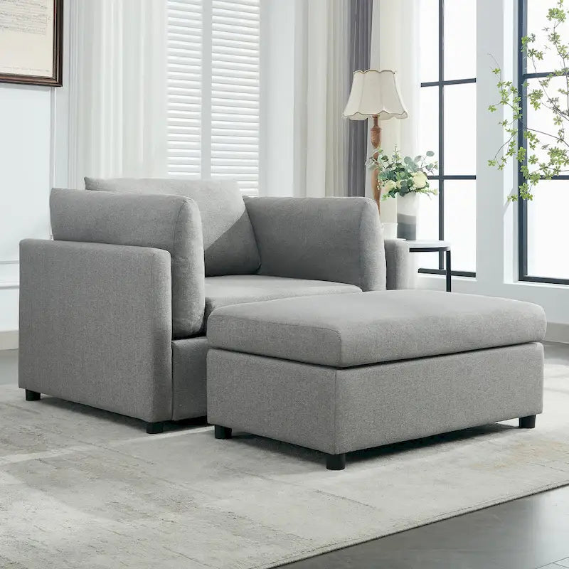 Fauteuil surdimensionné Roomfitters 50 avec repose-pieds, fauteuil d'appoint moderne, soutien lombaire, canapé de lecture pour chambre à coucher