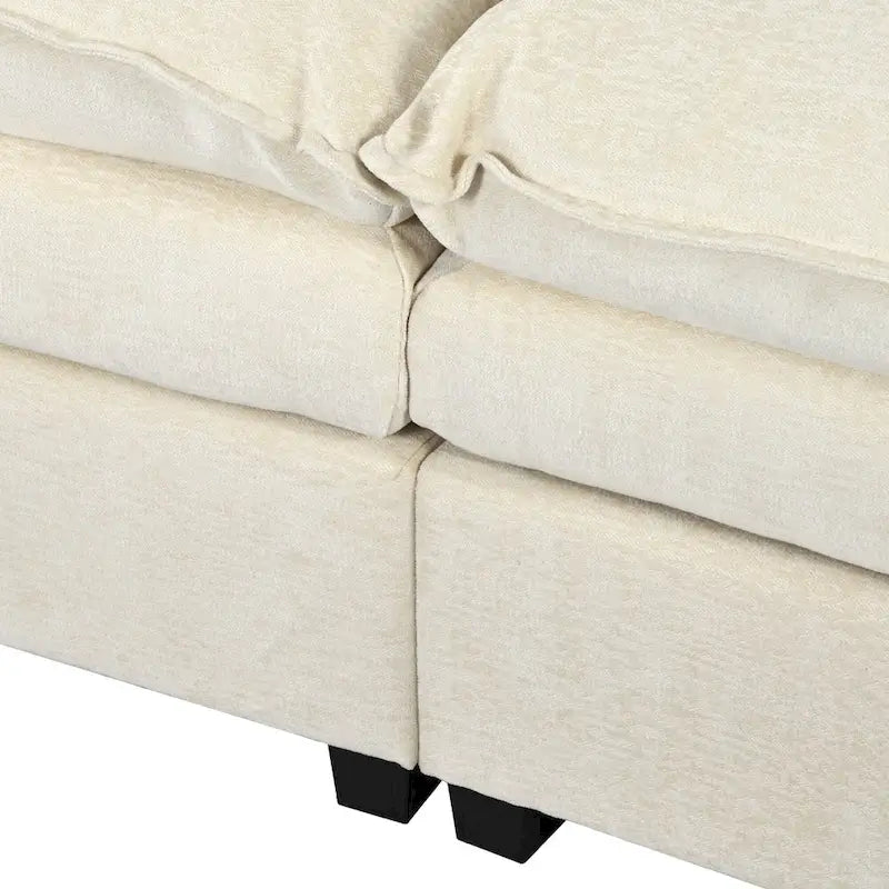 Canapé d'angle en chenille en forme de U Roomfitters avec coussins d'accoudoirs réglables, idéal pour les salons, les bureaux et les grands espaces.