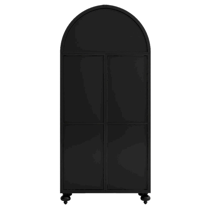 Armoire de rangement moderne cintrée avec portes vitrées, étagères ouvertes, garde-manger, meuble d'appoint, bibliothèque autoportante