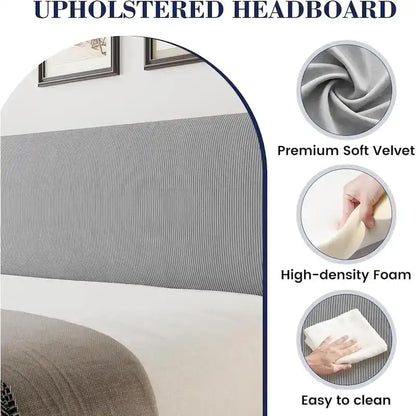 Cadre de lit plateforme avec tête de lit capitonnée à oreilles