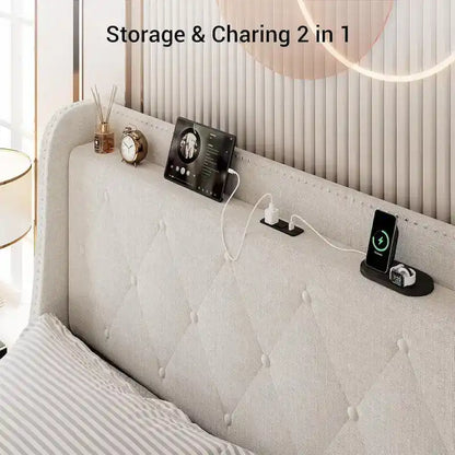 Cadre de lit avec tête de lit et 4 tiroirs de rangement