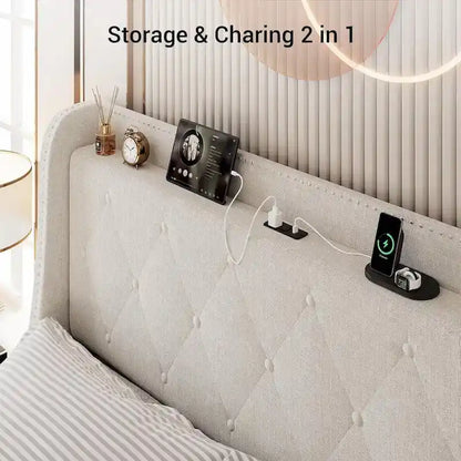 Cadre de lit avec tête de lit et 4 tiroirs de rangement