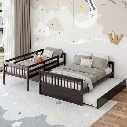 Lit superposé Gymax avec lit gigogne simple et plateforme convertible