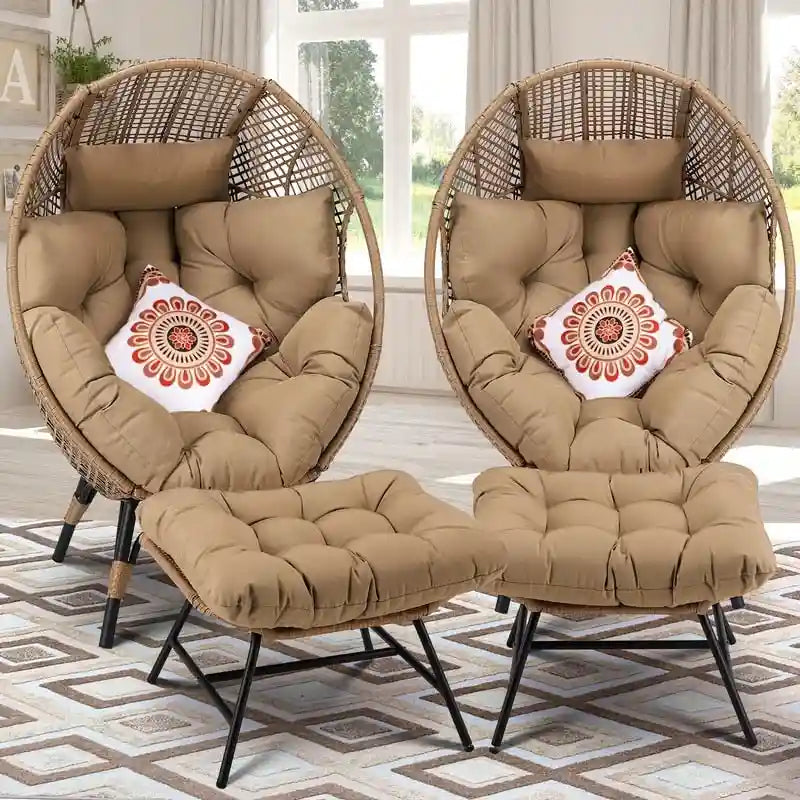 Fauteuil œuf d'intérieur FINCATI, fauteuil œuf d'extérieur 200 kg, fauteuil œuf surdimensionné avec repose-pieds, fauteuil œuf luxueux et confortable avec repose-pieds