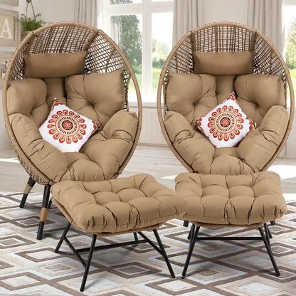 Fauteuil œuf d'intérieur FINCATI, fauteuil œuf d'extérieur 200 kg, fauteuil œuf surdimensionné avec repose-pieds, fauteuil œuf luxueux et confortable avec repose-pieds