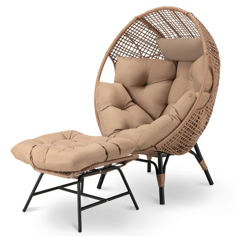 Fauteuil œuf d'intérieur FINCATI, fauteuil œuf d'extérieur 200 kg, fauteuil œuf surdimensionné avec repose-pieds, fauteuil œuf luxueux et confortable avec repose-pieds