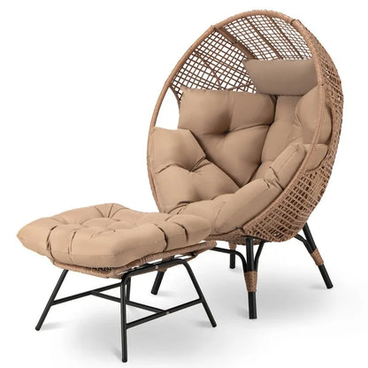 Fauteuil œuf d'intérieur FINCATI, fauteuil œuf d'extérieur 200 kg, fauteuil œuf surdimensionné avec repose-pieds, fauteuil œuf luxueux et confortable avec repose-pieds