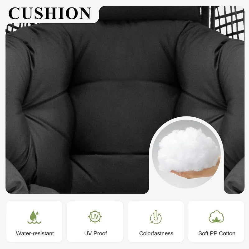 Fauteuil œuf d'intérieur FINCATI, fauteuil œuf d'extérieur 200 kg, fauteuil œuf surdimensionné avec repose-pieds, fauteuil œuf luxueux et confortable avec repose-pieds