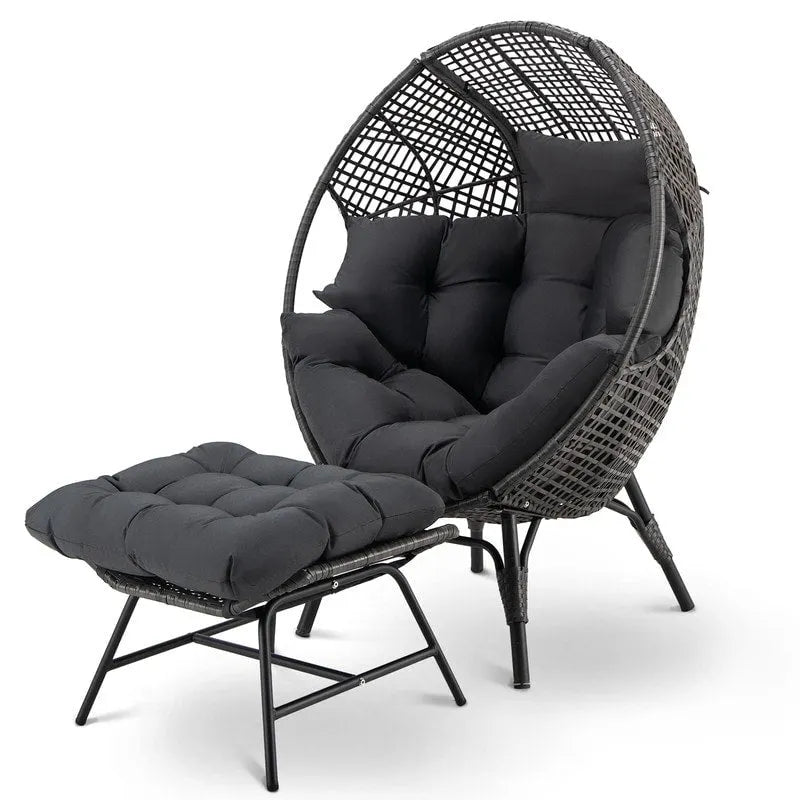 Fauteuil œuf d'intérieur FINCATI, fauteuil œuf d'extérieur 200 kg, fauteuil œuf surdimensionné avec repose-pieds, fauteuil œuf luxueux et confortable avec repose-pieds