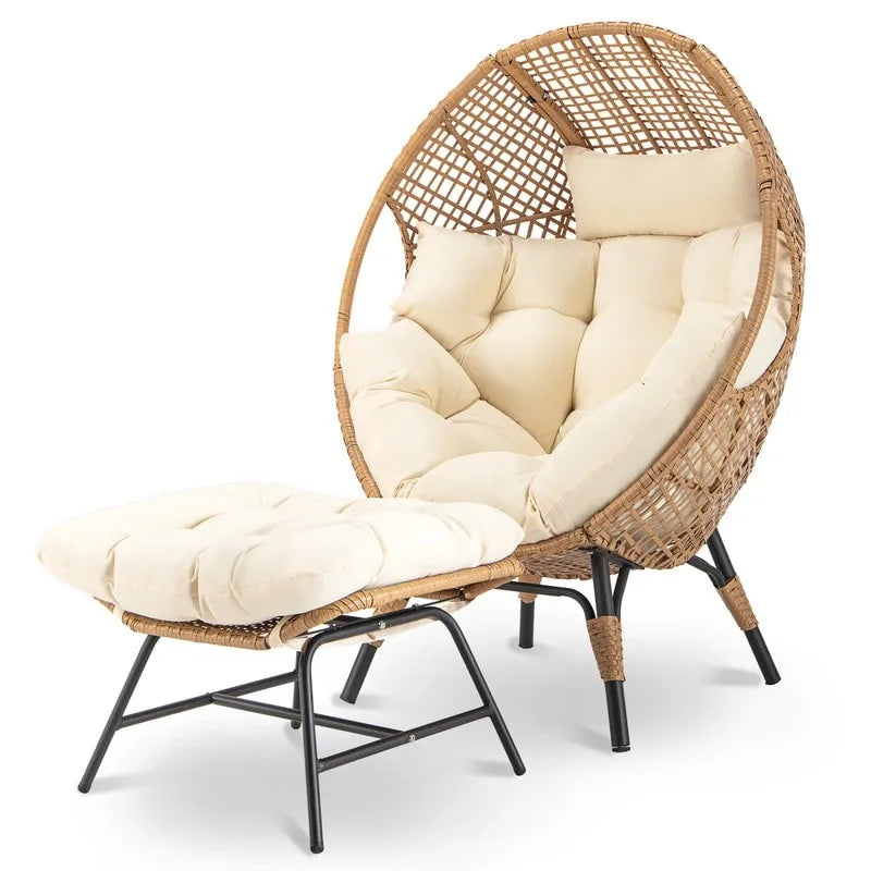 Fauteuil œuf d'intérieur FINCATI, fauteuil œuf d'extérieur 200 kg, fauteuil œuf surdimensionné avec repose-pieds, fauteuil œuf luxueux et confortable avec repose-pieds