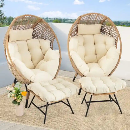 Fauteuil œuf d'intérieur FINCATI, fauteuil œuf d'extérieur 200 kg, fauteuil œuf surdimensionné avec repose-pieds, fauteuil œuf luxueux et confortable avec repose-pieds