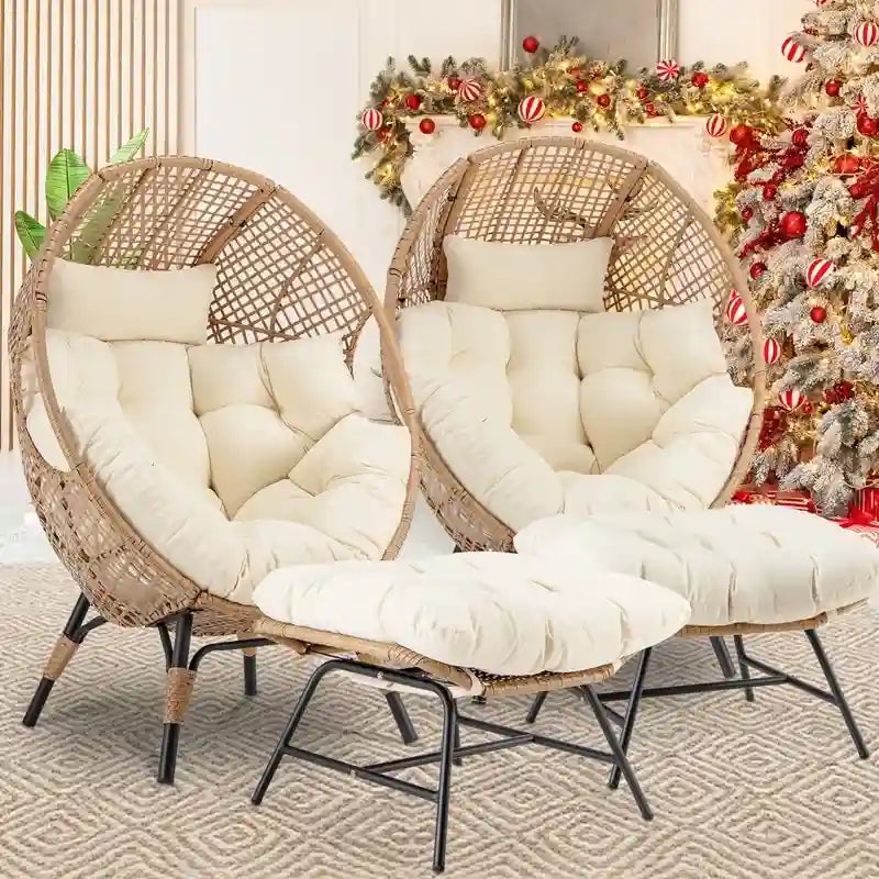 Fauteuil œuf d'intérieur FINCATI, fauteuil œuf d'extérieur 200 kg, fauteuil œuf surdimensionné avec repose-pieds, fauteuil œuf luxueux et confortable avec repose-pieds