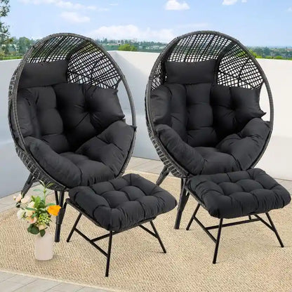 Fauteuil œuf d'intérieur FINCATI, fauteuil œuf d'extérieur 200 kg, fauteuil œuf surdimensionné avec repose-pieds, fauteuil œuf luxueux et confortable avec repose-pieds