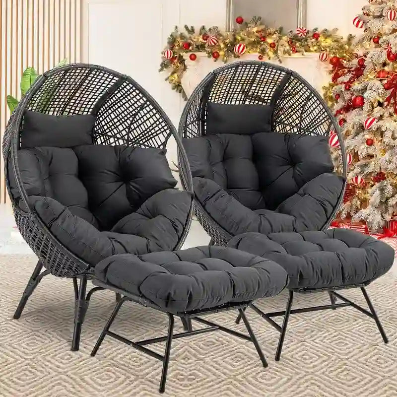 Fauteuil œuf d'intérieur FINCATI, fauteuil œuf d'extérieur 200 kg, fauteuil œuf surdimensionné avec repose-pieds, fauteuil œuf luxueux et confortable avec repose-pieds