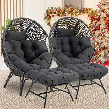 Fauteuil œuf d'intérieur FINCATI, fauteuil œuf d'extérieur 200 kg, fauteuil œuf surdimensionné avec repose-pieds, fauteuil œuf luxueux et confortable avec repose-pieds