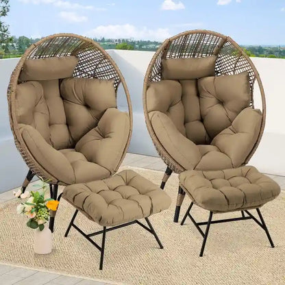 Fauteuil œuf d'intérieur FINCATI, fauteuil œuf d'extérieur 200 kg, fauteuil œuf surdimensionné avec repose-pieds, fauteuil œuf luxueux et confortable avec repose-pieds