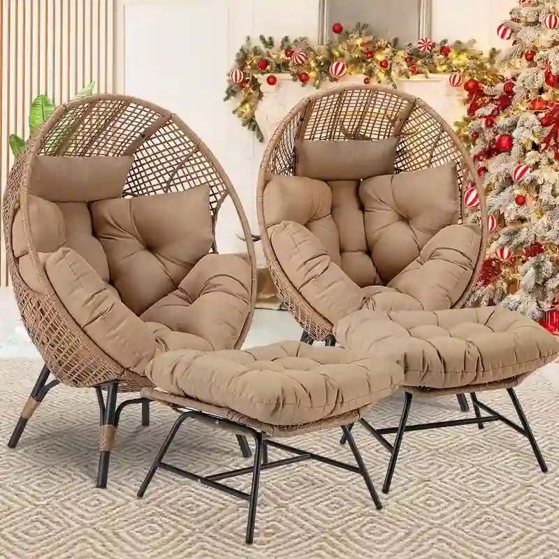 Fauteuil œuf d'intérieur FINCATI, fauteuil œuf d'extérieur 200 kg, fauteuil œuf surdimensionné avec repose-pieds, fauteuil œuf luxueux et confortable avec repose-pieds