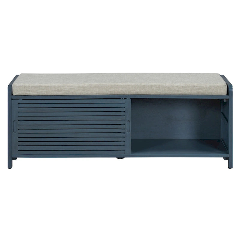 Banc d'entrée avec rangement pour chaussures, coussin et porte coulissante, meuble à chaussures pour salon, 15,4 cm (L) x 43,3 cm (P) x 16,5 cm (H)