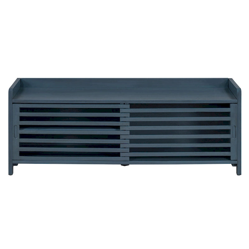 Banc d'entrée avec rangement pour chaussures, coussin et porte coulissante, meuble à chaussures pour salon, 15,4 cm (L) x 43,3 cm (P) x 16,5 cm (H)