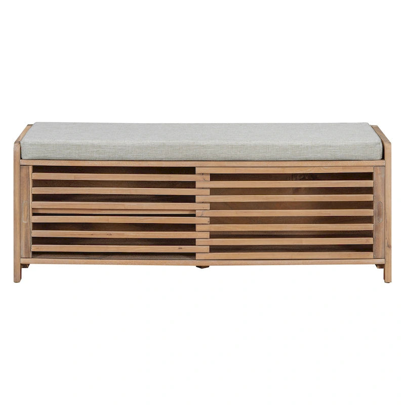 Banc d'entrée avec rangement pour chaussures, coussin et porte coulissante, meuble à chaussures pour salon, 15,4 cm (L) x 43,3 cm (P) x 16,5 cm (H)